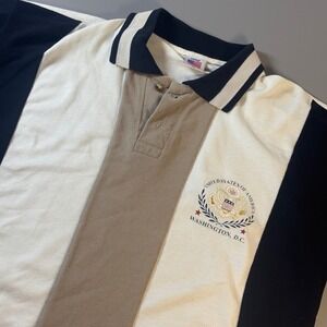 Vintage CEDAR USA Made‎ XL Polo Shirt Mens Washington DC Eagle Crest Colorblock